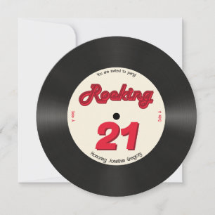Custom 21. Geburtstag Retro Music Record Rocking Einladung