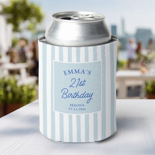 Custom 21st Birthday Preppy Blue Striped Party Dosenkühler