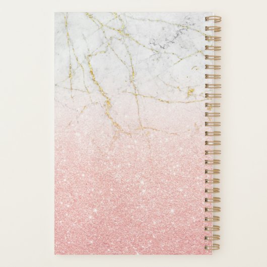 Custom 22 Rose Gold Marble Glitzer Undatiert Weekl Planer (Rückseite)