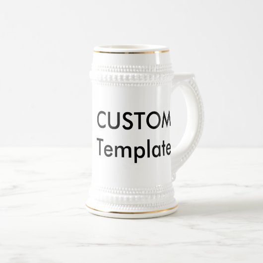 Custom 22oz Traditioneller Bierstein WHITE & GOLD Bierglas (VorderseiteRechts)