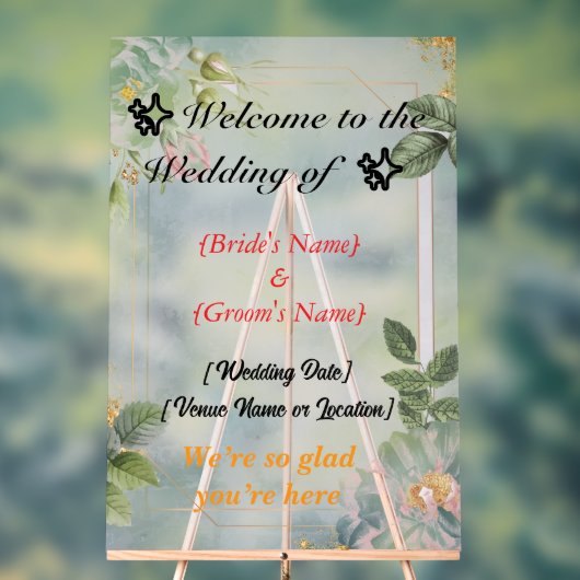 Custom 24" x 36" Wedding Acrylic Sign Acrylschild (Neutral)
