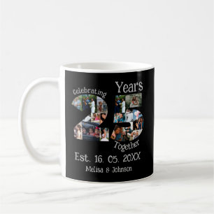 Custom 25. Hochzeitstag Foto Collage Kaffeetasse