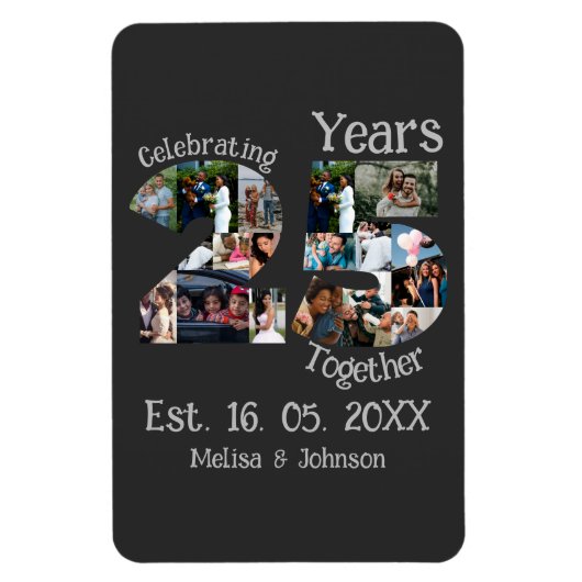 Custom 25. Hochzeitstag Foto Collage Magnet (Vertikal)