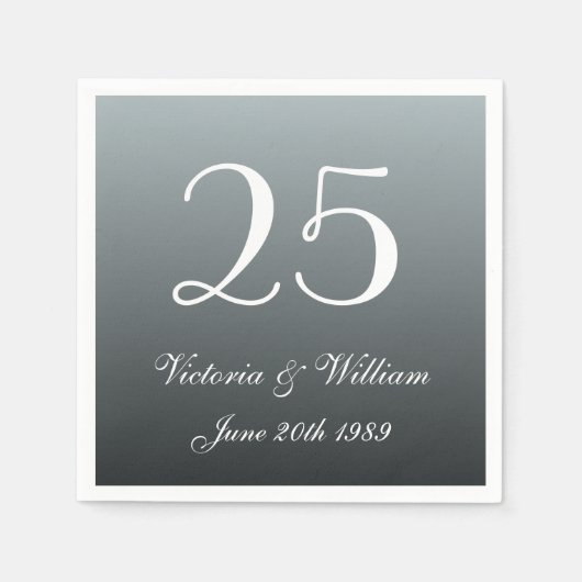 Custom 25. Hochzeitstag Party Napkins Serviette (Vorderseite)
