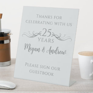 Custom 25 th Wedding Anniversary Gästebuchuntersch Sockelschild