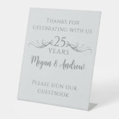 Custom 25 th Wedding Anniversary Gästebuchuntersch Sockelschild (Vorderseite)
