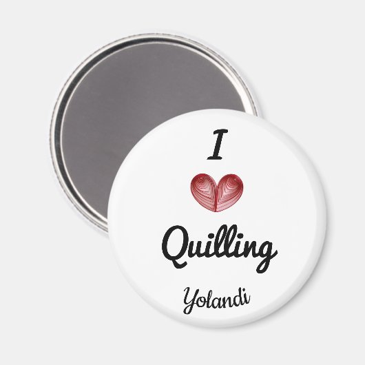 Custom 2.25-in Round I (Herz) Quilling Magnet (Vorderseite/Rückseite)