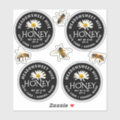 CUSTOM 2.5" VINYL Honey Label Bees & Daisy (Blatt)