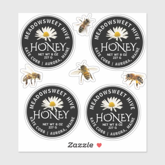 CUSTOM 2.5" VINYL Honey Label Bees & Daisy (Blatt)