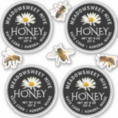 CUSTOM 2.5" VINYL Honey Label Bees & Daisy (Vorderseite)