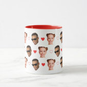 Custom 2 Face Photo Couple Valentines Day Hearts Tasse (Zentrum)