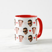 Custom 2 Face Photo Couple Valentines Day Hearts Tasse (VorderseiteRechts)