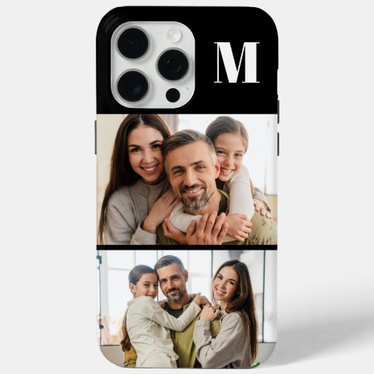 Custom 2 Family Photo & Monogrammed  Case-Mate iPhone Hülle (Rückseite)