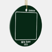 Custom 2-Foto 2-seitige Emerald-Meilenstein-Verans Keramik Ornament (Rechts)