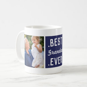 Custom 2 Foto Blue Best Grandad jemals Tasse