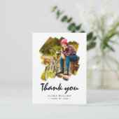 Custom 2 Foto Brush Stroke Abschluss Vielen Dank Postkarte (Stehend Vorderseite)