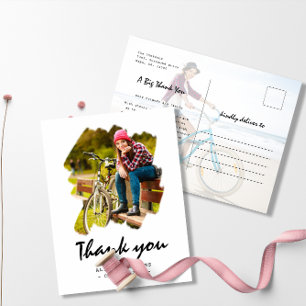 Custom 2 Foto Brush Stroke Abschluss Vielen Dank Postkarte