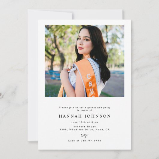 Custom 2 Foto Calligraphy Script Abschluss Einladung (Rückseite)