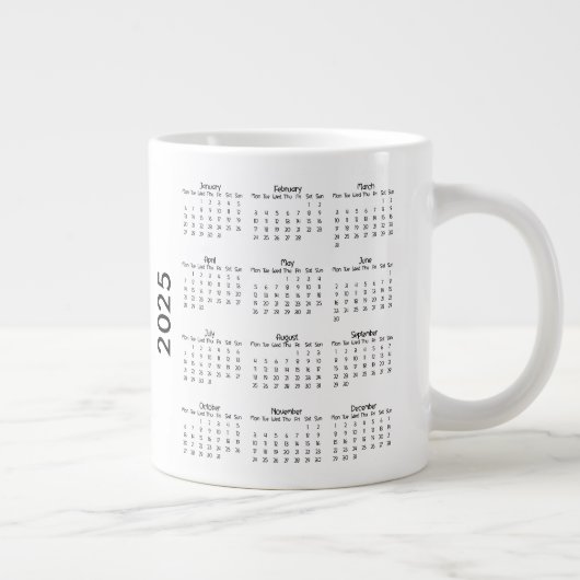Custom 2 Foto Collage 2025 Kalender Jumbo-Tasse (Rechts)