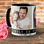Custom 2 Foto Collage Family Picture Quote Black Tasse<br><div class="desc">Entwerfen Sie Ihre eigenen,  individuellen Tasse mit Familienbildern,  um sie zu einem einzigartigen Zuhause zu machen." Familie ist alles " Zitat Typografie macht es besonders.</div>