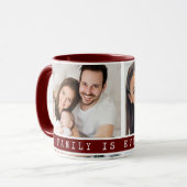 Custom 2 Foto Collage Family Picture Quote Maroon Tasse (Vorderseite Links)