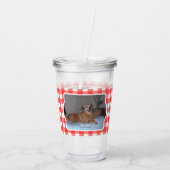 Custom 2 Foto Country Red Buffalo Karo Kariert Hau Acryltrinkbecher (Rückseite)