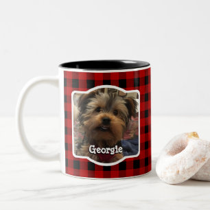 Custom 2 Foto Country Red Buffalo Karo Kariert Hau Zweifarbige Tasse