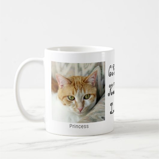 Custom 2 Foto Crazy Kitty Lady Niedlich Coffee Tas Kaffeetasse (Links)