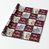 Custom 2 Foto Frohe Weihnachten Red Buffalo Karier Geschenkpapier (Ungerollt)