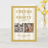 Custom 2 Foto Gold Happy 80. Geburtstag Karte (Gelbe Blume)