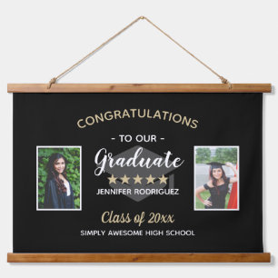 Custom 2 Foto Herzlichen Glückwunsch Graduate Absc Wandteppich Mit Holzrahmen