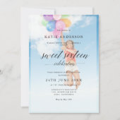 Custom 2 Foto Kalligrafie 16 . Geburtstag Geburtst Einladung (Vorderseite)