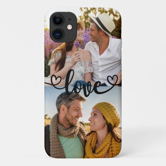 Custom 2 Foto Liebe mit Herzkalligrafie Case-Mate iPhone Hülle (Rückseite)
