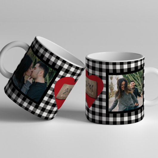 Custom 2 Foto Paare Initialzündung Herzschrittmach Kaffeetasse