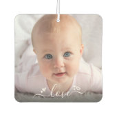 Custom 2 Foto Personalisiert Modernes "Liebe Squar Autolufterfrischer (Vorderseite)