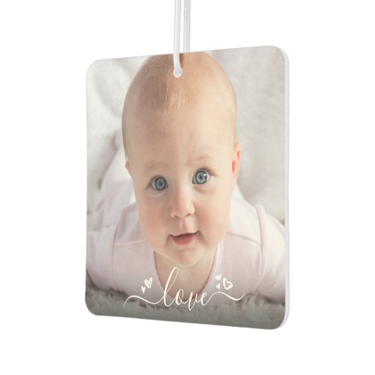 Custom 2 Foto Personalisiert Modernes "Liebe Squar Autolufterfrischer (Links)