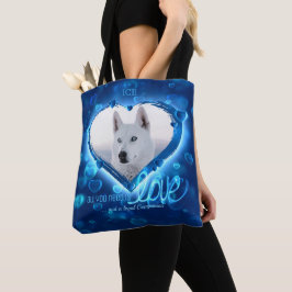 Custom 2 Foto, Pet Liebe Tribute Blue Neon Heart - Tasche