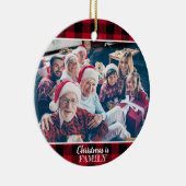 Custom 2 Foto Rustic Red Buffalo Kariert Keramik Ornament (Rechts)