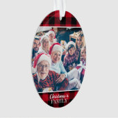 Custom 2 Foto rustikale Red Buffalo Karierte Keram Ornament (Vorderseite)