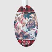 Custom 2 Foto rustikale Red Buffalo Karierte Keram Ornament (Vorderseite)