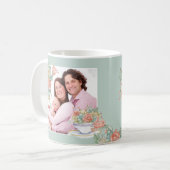 Custom 2 Foto Wasserfarbe Floral und Teacup Kaffeetasse (Vorderseite Links)