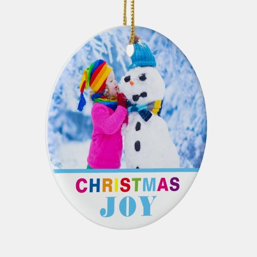 Custom 2 Foto Weihnachtsgeschenk Moderne Farbenspi Keramik Ornament (Rechts)