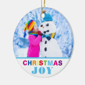 Custom 2 Foto Weihnachtsgeschenk Moderne Farbenspi Keramik Ornament (Links)