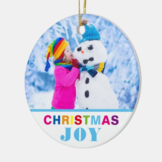 Custom 2 Foto Weihnachtsgeschenk Moderne Farbenspi Keramik Ornament (Links)