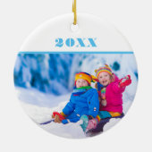 Custom 2 Foto Weihnachtsgeschenk Moderne Farbenspi Keramik Ornament (Hinten)