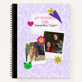 Custom 2 Fotos Collage Notebook mit Skriptname Notizblock