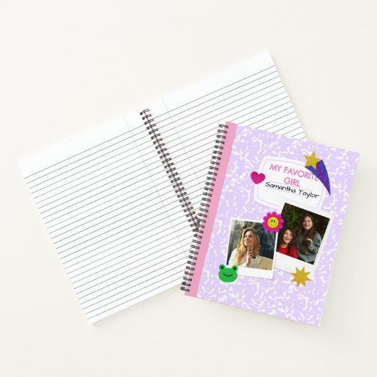 Custom 2 Fotos Collage Notebook mit Skriptname Notizblock (Innenseite)