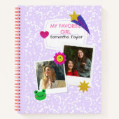 Custom 2 Fotos Collage Notebook mit Skriptname Notizblock (Vorderseite)