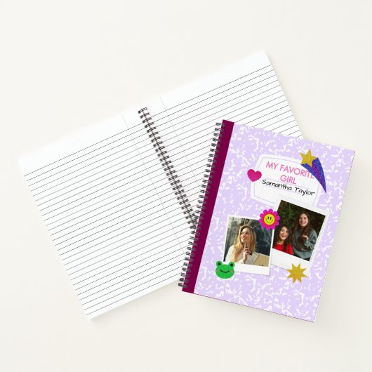 Custom 2 Fotos Collage Notebook mit Skriptname Notizblock (Innenseite)