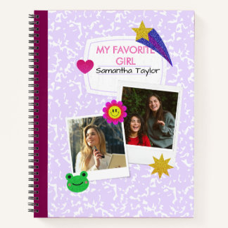 Custom 2 Fotos Collage Notebook mit Skriptname Notizblock